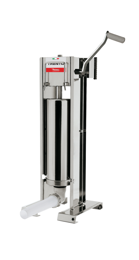 Trento Stainless Steel Manual Sausage Stuffer with 22 lb / 10 kg Capacity – 2-Speed Vertical and Horizontal Gear Drive