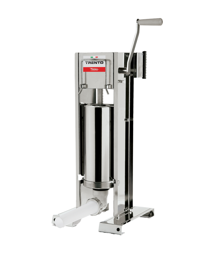 Trento Stainless Steel Manual Sausage Stuffer with 11 lb / 5 kg Capacity – 2-Speed Vertical and Horizontal Gear Drive