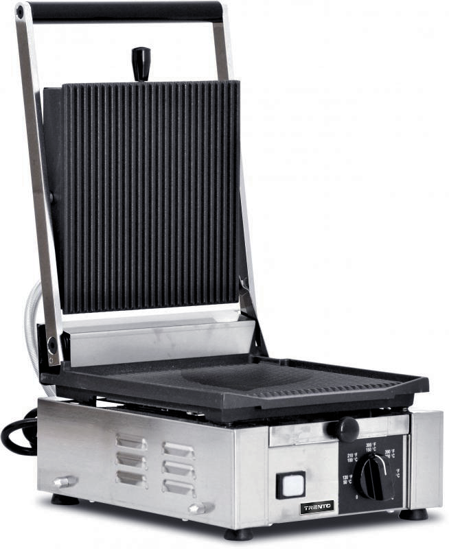 Trento 10″ x 9″ Single Panini Grill with Top and Bottom Grooved Grill Surface