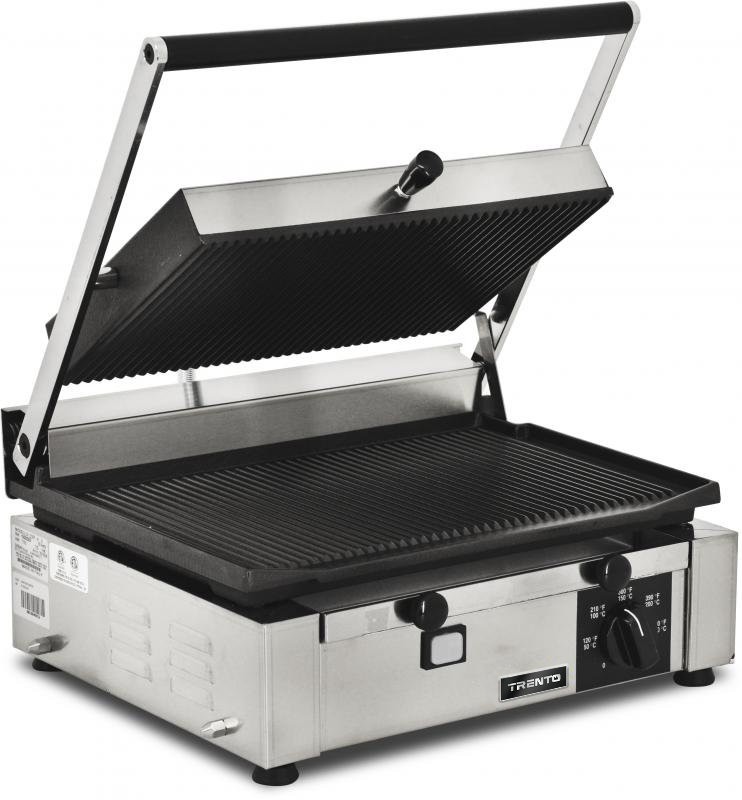 Trento 10″ x 14″ Single Panini Grill with Top and Bottom Grooved Grill Surface