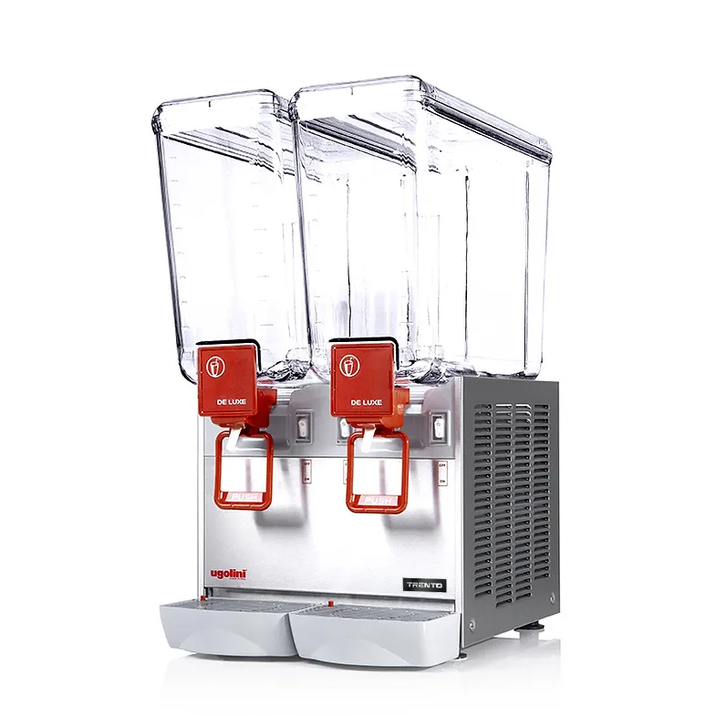 Ugolini Arctic Deluxe 2 x 5.25 Gallon (2 x 20 L) Impeller Mix (Waterfall Effect) Double Bowl Refrigerated Juice Dispenser | Trento