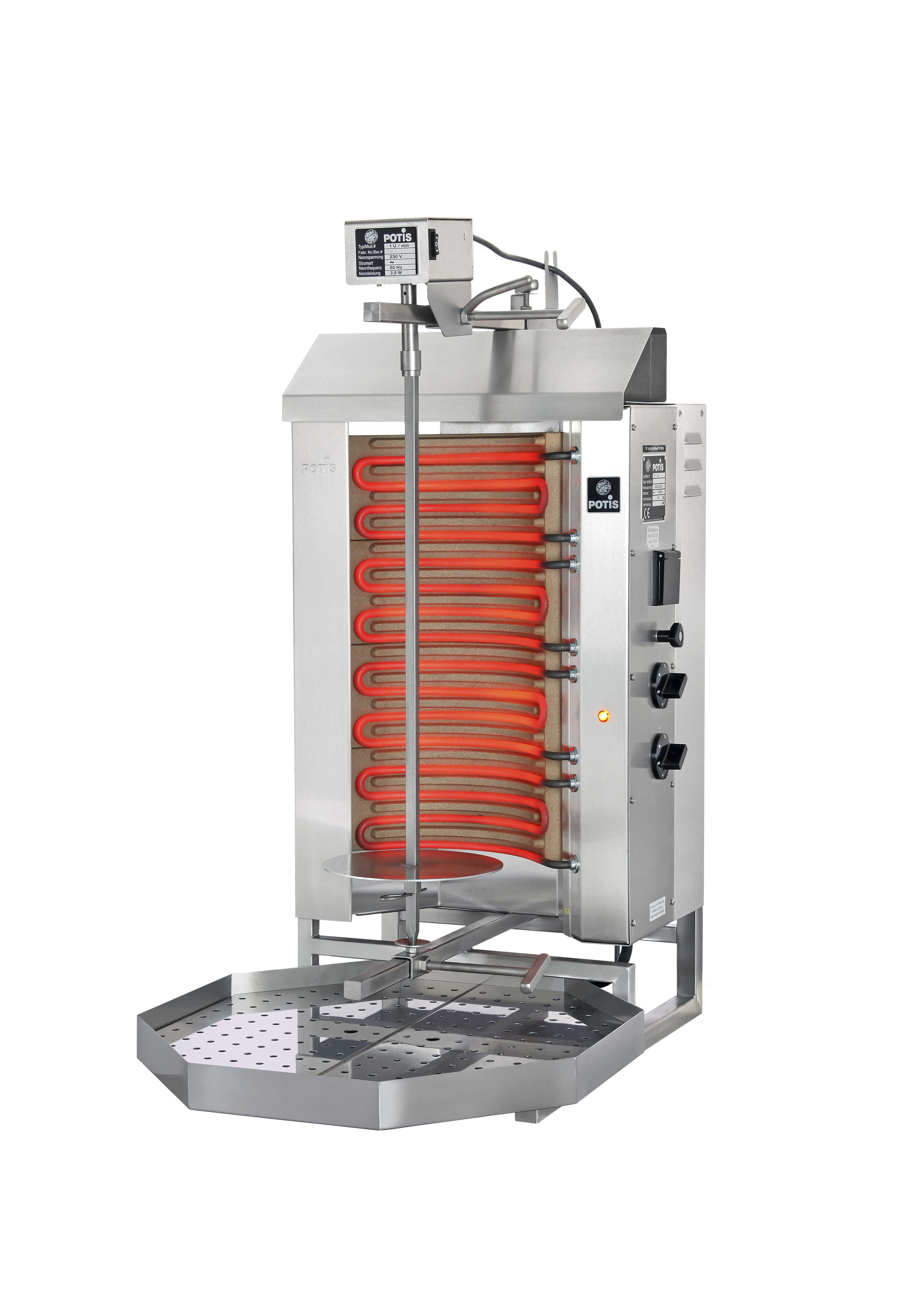 Potis E2 66 lb (30 kg) Electric Gyro / Shawarma / Doner Grill / Vertical Broiler with 2 Burners | Trento – 208 V, 1 Phase, 6 kW
