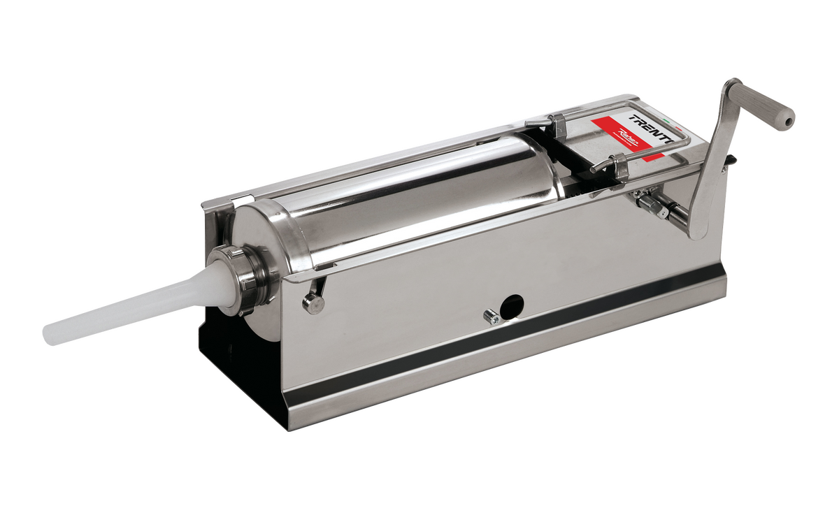 Trento Stainless Steel Manual Sausage Stuffer with 11 lb / 5 kg Capacity – 2-Speed Horizontal Gear Drive