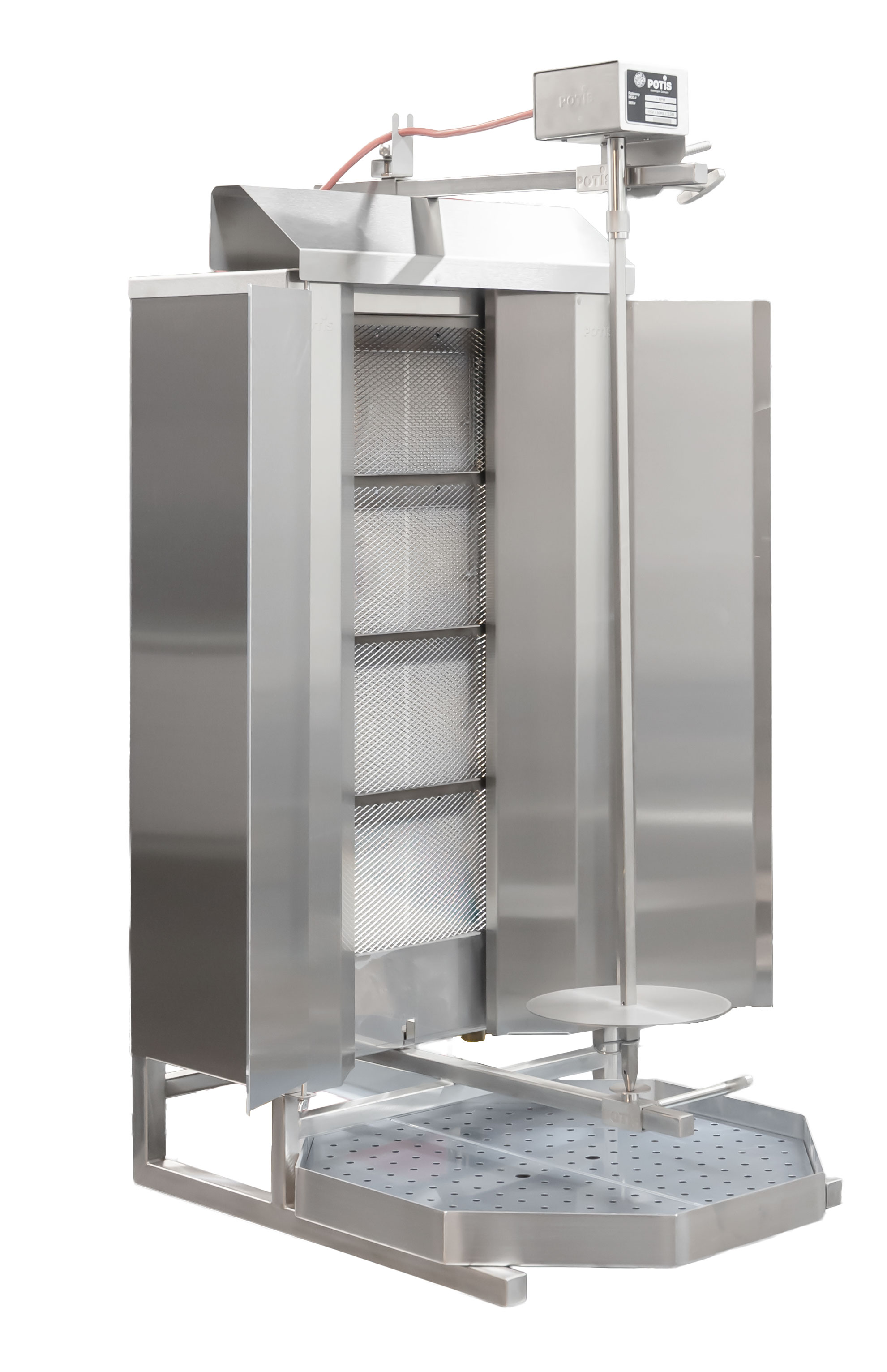 Potis MU-GD4 154 lb (70 kg) Natural Gas Gyro / Shawarma / Doner Grill / Vertical Broiler with 4 Burners | Trento – 38,000 BTU